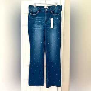 🌟🌟 RARE NICOLE MILLER SWAROVSKI CRYSTAL Rhinestone studded BOOTCUT JEANS